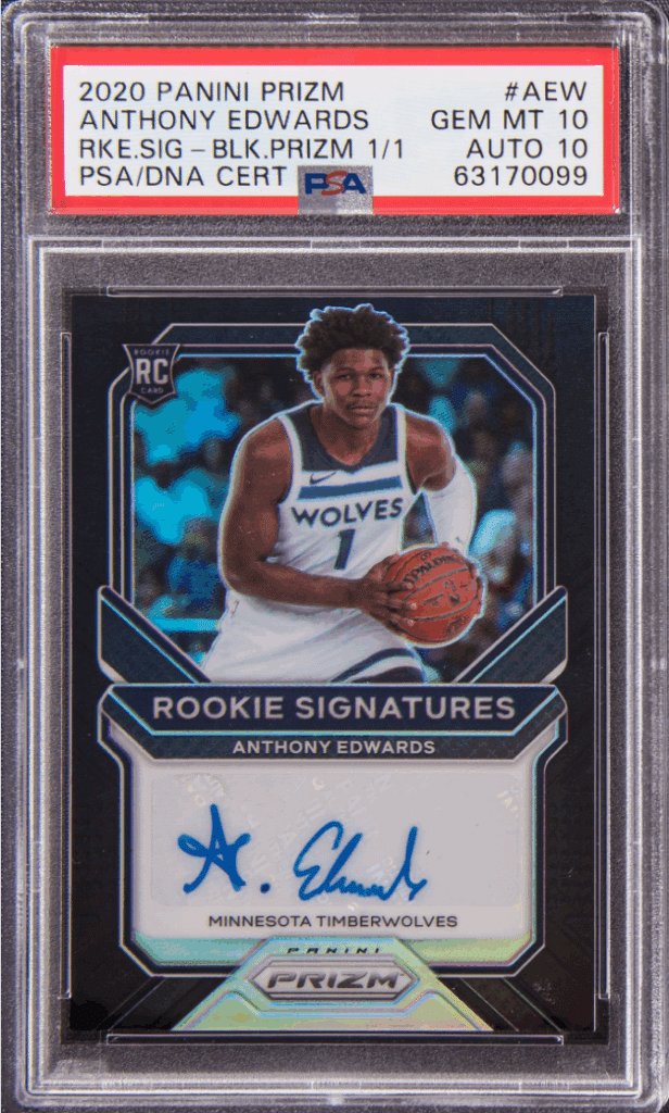 2020 Panini Prizm Anthony Edwards Black Prizm Rookie Signatures Autographed Card
