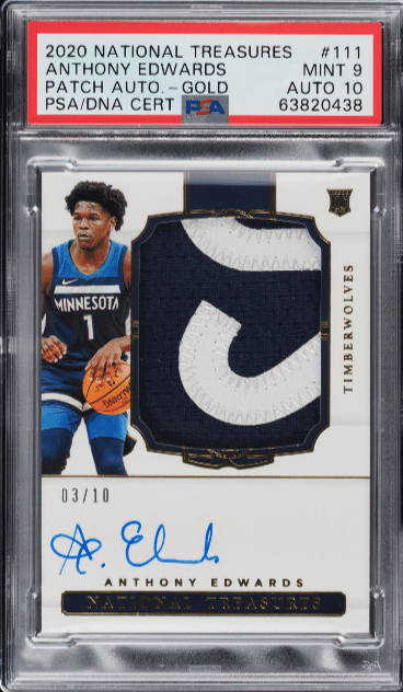 2020 Panini National Treasures Anthony Edwards Gold RPA /10 PSA 9/10