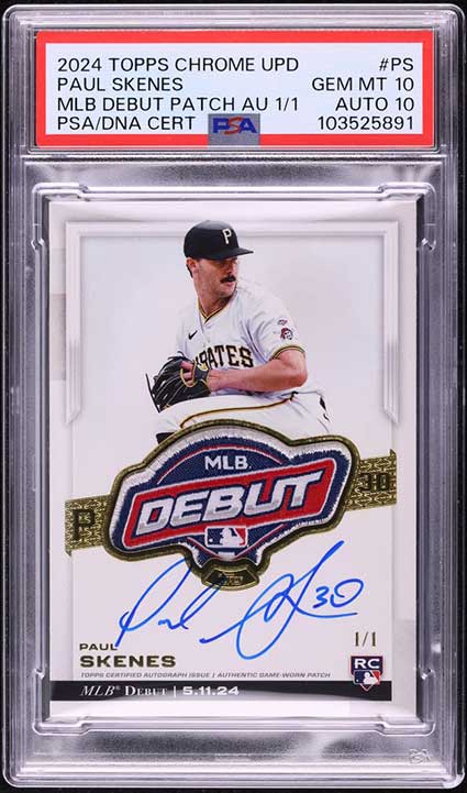 Paul Skenes 2024 Topps Chrome Update MLB Debut Patch Autograph