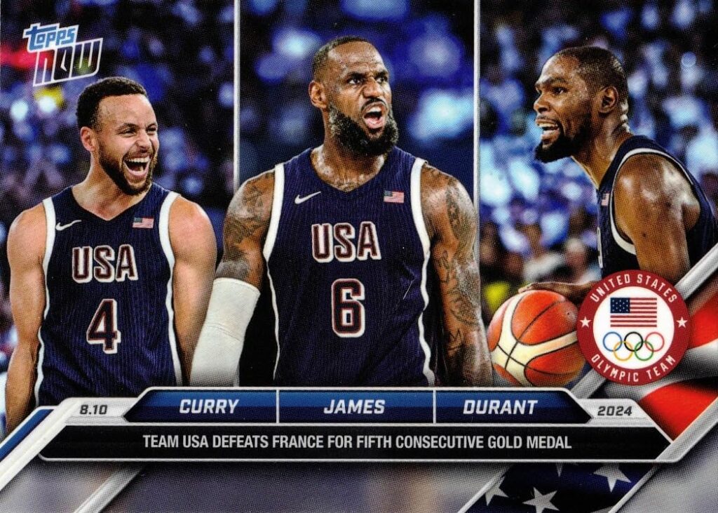2024 Topps Now Olympic Games #26 LeBron James (with Kevin Durant and Stephen Curry) card