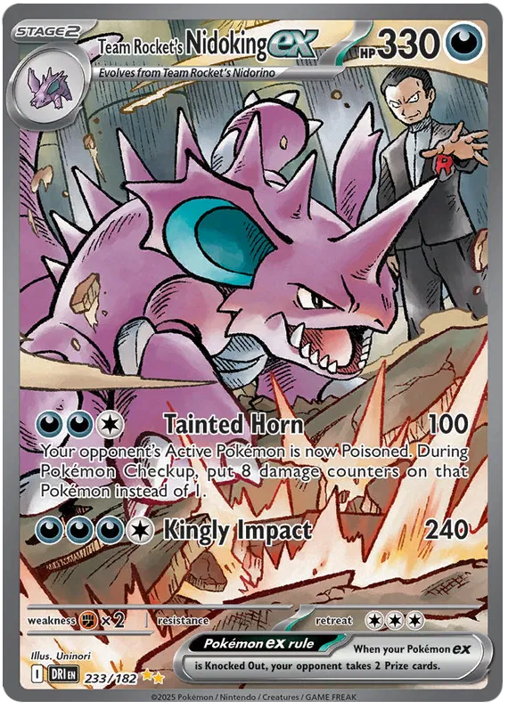 Cards to look out for: Pokémon Scarlet & Violet - Destined Rivals 4 Team Rocket's Nidoking ex #233