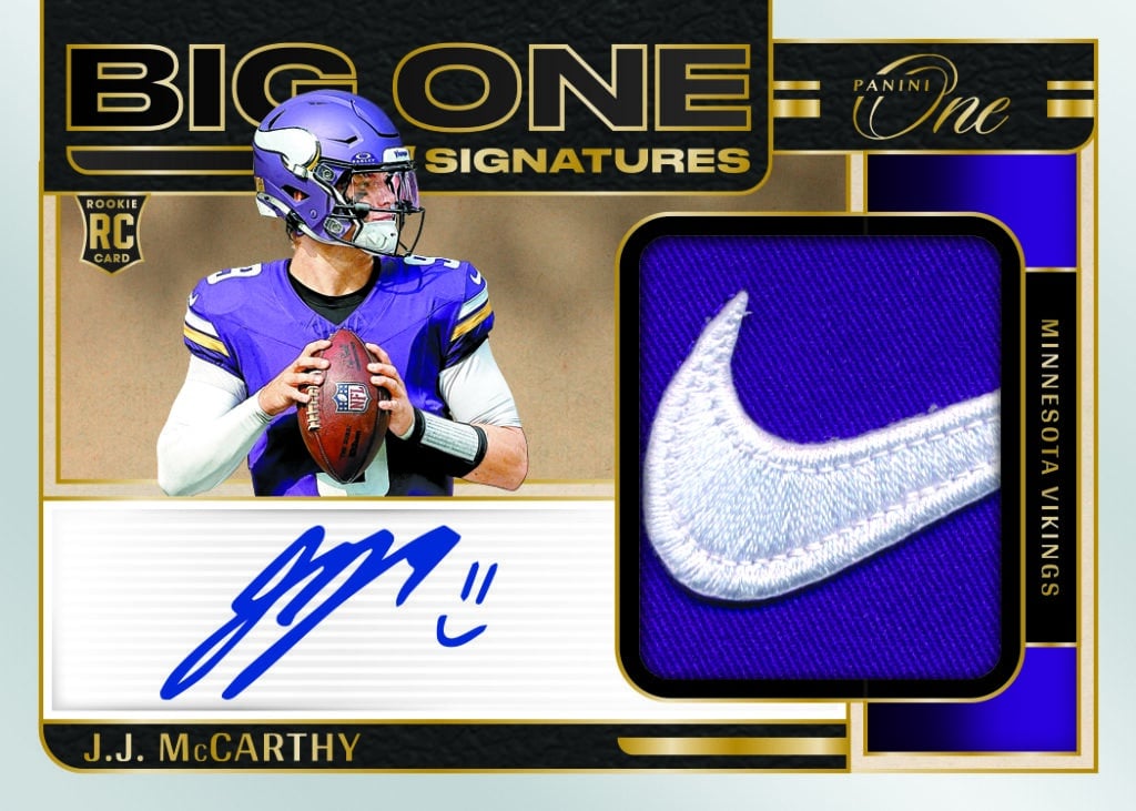 2024 Panini One Football Big One Signatures Jj Mccarthy Rc Rpa 1