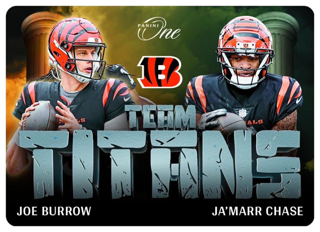2024 Panini One Football Team Titans Metal Joe Burrow Jamarr Chase 1