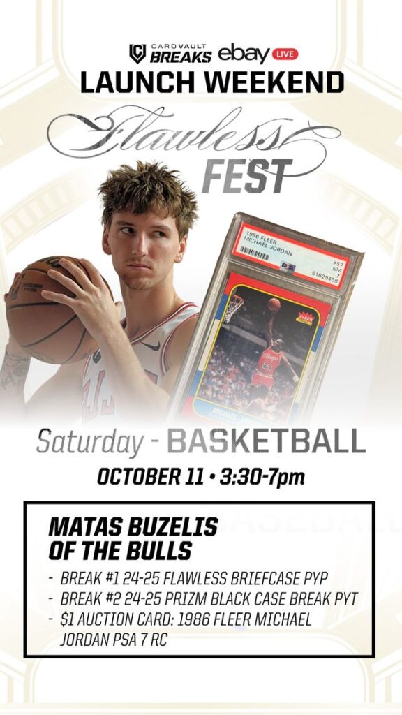 Matas Buzelis CardVault Breaks eBay Live Flawless Fest Event Flyer