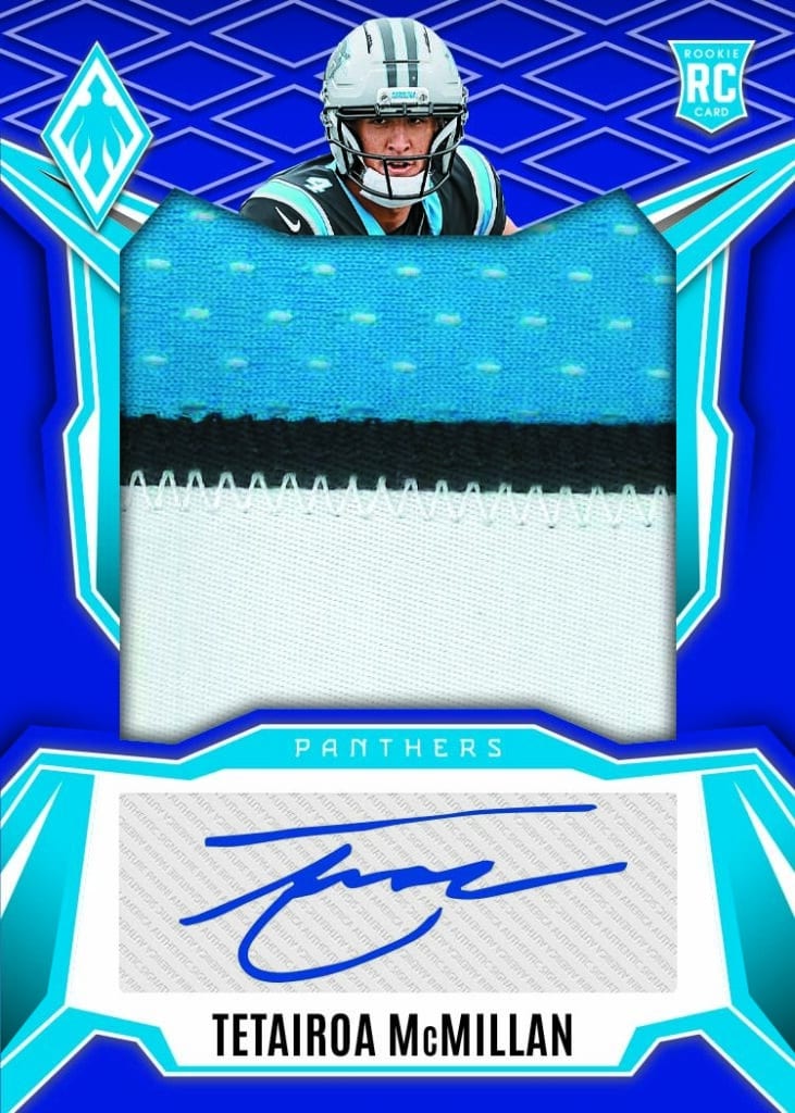 2025 Panini Phoenix Football Rps Rookie Patch Autographs Blue Tetairoa Mcmillan Rc Rpa