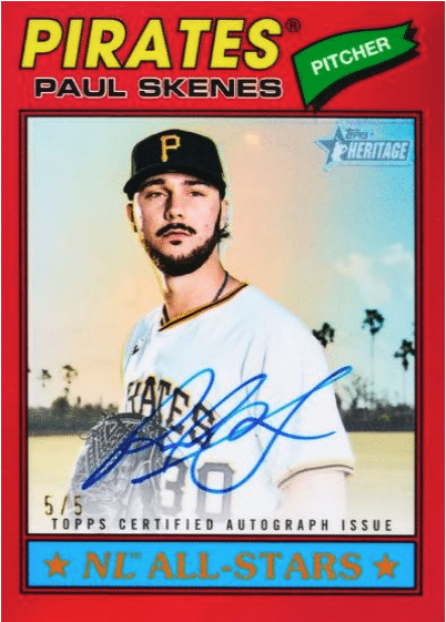 2026 Topps Heritage Chrome Autographs Paul Skenes Red /5