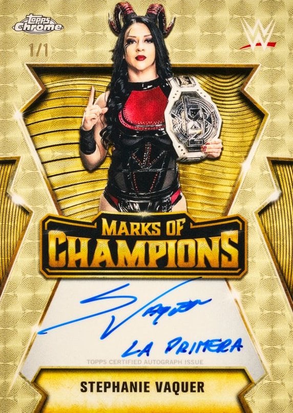 The Best Cards to Look For in 2026 Topps Chrome WWE 15 2026 Topps Chrome WWE Stephanie Vaquer Marks of Champions Autograph 1/1 La Primera Ludex Blog