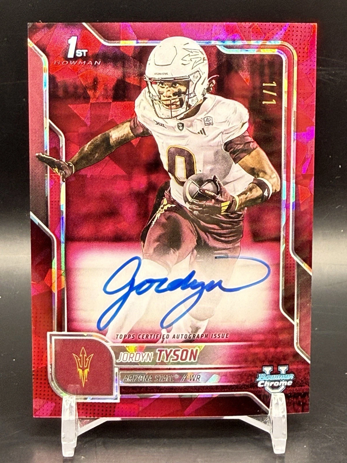 The 2026 NFL Draft's Most Valuable College Cards (So Far) 5 2025 Bowman Chrome University Sapphire Jordyn Tyson Padparadscha Autograph 1/1