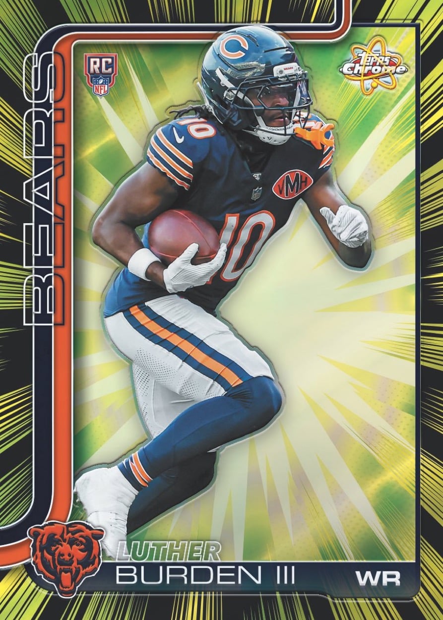 The Best Cards to Look for in 2025 Topps Chrome Football 9 2025 Topps Chrome Football Luther Burden III Bears Radiating Rookies Insert Ludex Blog