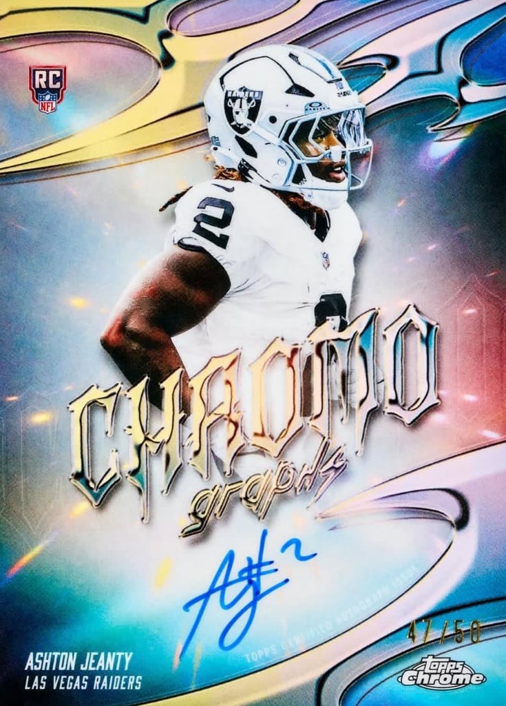 The Best Cards to Look for in 2025 Topps Chrome Football 7 2025 Topps Chrome Football Ashton Jeanty Raiders Chromographs Auto 47/50 Ludex Blog