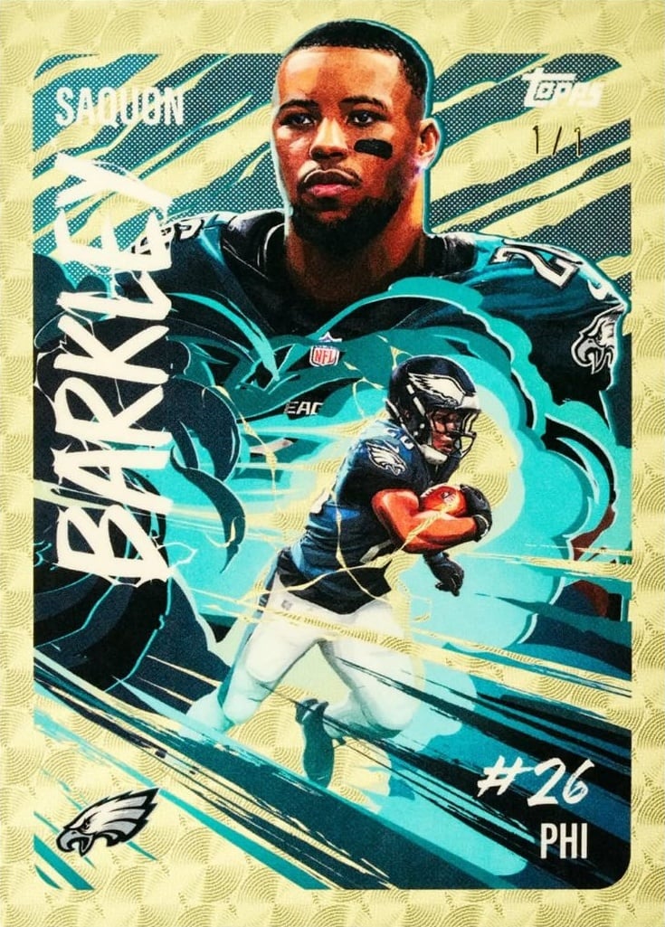 The Best Cards to Look for in 2025 Topps Chrome Football 3 2025 Topps Chrome Football Saquon Barkley Eagles Superfractor 1/1 Ludex Blog