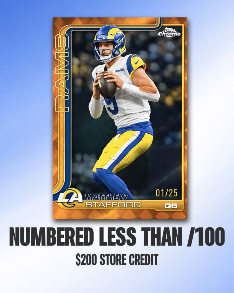 2025 Topps Chrome NFL MVP Buyback Matthew Stafford $200 Store Credit Numbered Less Than /100 Card Ludex Blog