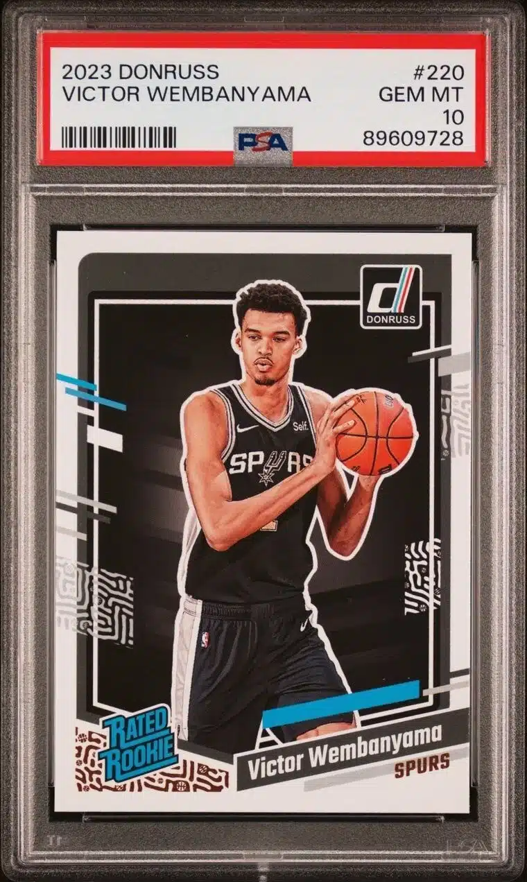 Top 10 Most Graded Victor Wembanyama Rookie Cards: PSA, BGS, SGC & CGC 8 2023 Panini Donruss Victor Wembanyama Base Rookie Card #220 PSA 10 Graded Slab
