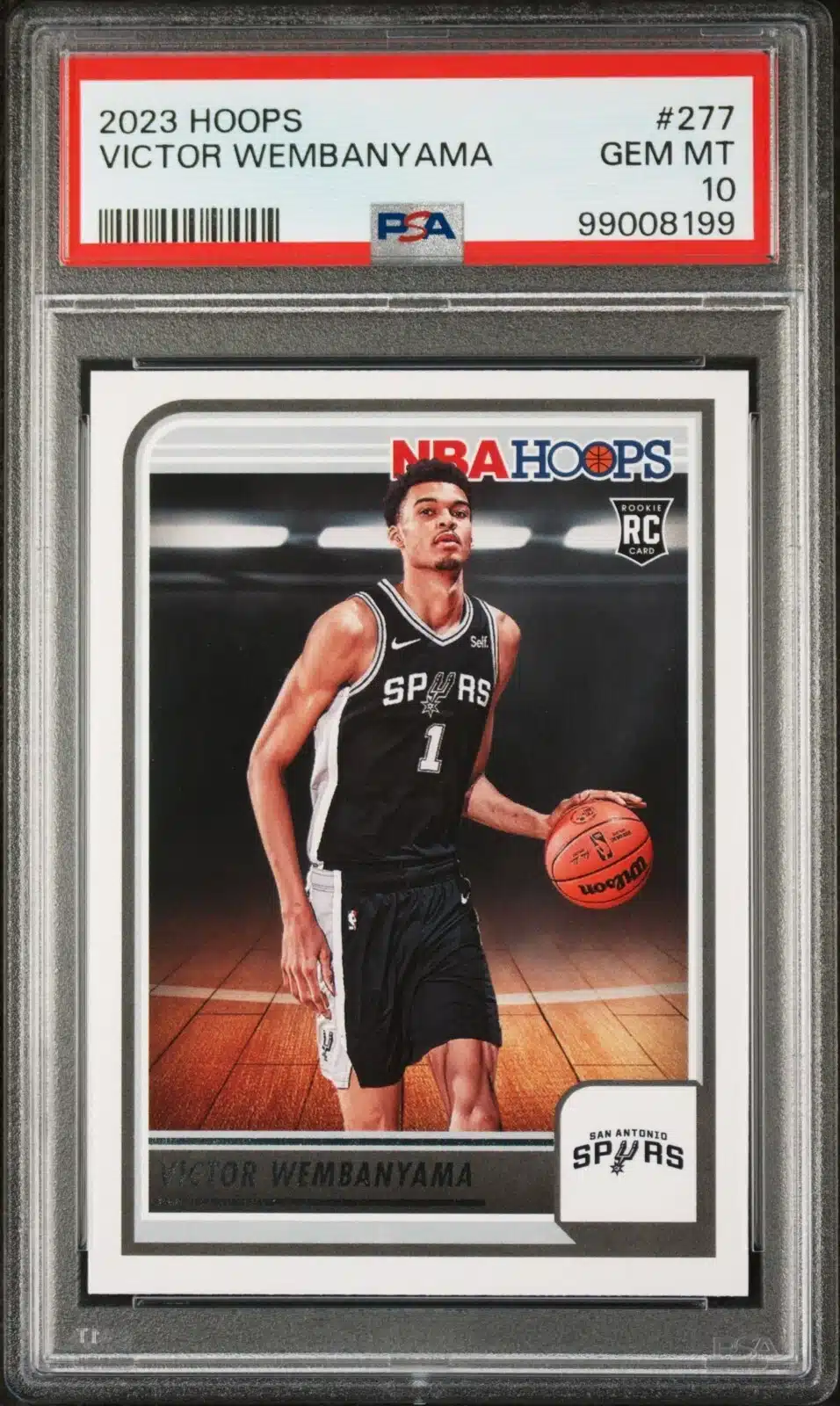 Top 10 Most Graded Victor Wembanyama Rookie Cards: PSA, BGS, SGC & CGC 9 2023 Panini NBA Hoops Victor Wembanyama Base Rookie Card #277 PSA 10 Graded Slab