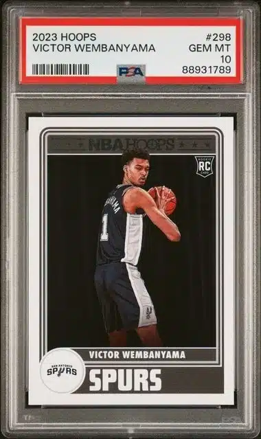 Top 10 Most Graded Victor Wembanyama Rookie Cards: PSA, BGS, SGC & CGC 6 2023 Panini NBA Hoops Victor Wembanyama Base Rookie Card #298 PSA 10 Graded Slab