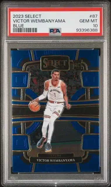 Top 10 Most Graded Victor Wembanyama Rookie Cards: PSA, BGS, SGC & CGC 10 2023 Panini Select Victor Wembanyama Blue Rookie Card #87 PSA 10 Graded Slab