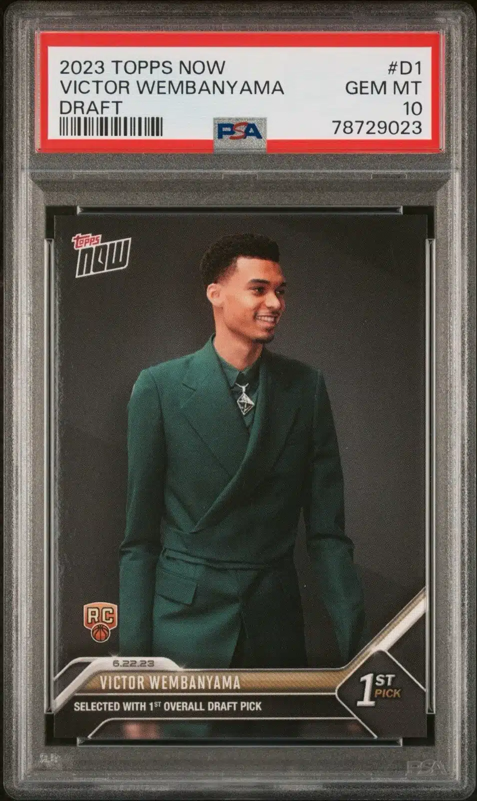 Top 10 Most Graded Victor Wembanyama Rookie Cards: PSA, BGS, SGC & CGC 7 2023 Topps Now Draft Victor Wembanyama Base Card #D-1 PSA 10 Graded Slab