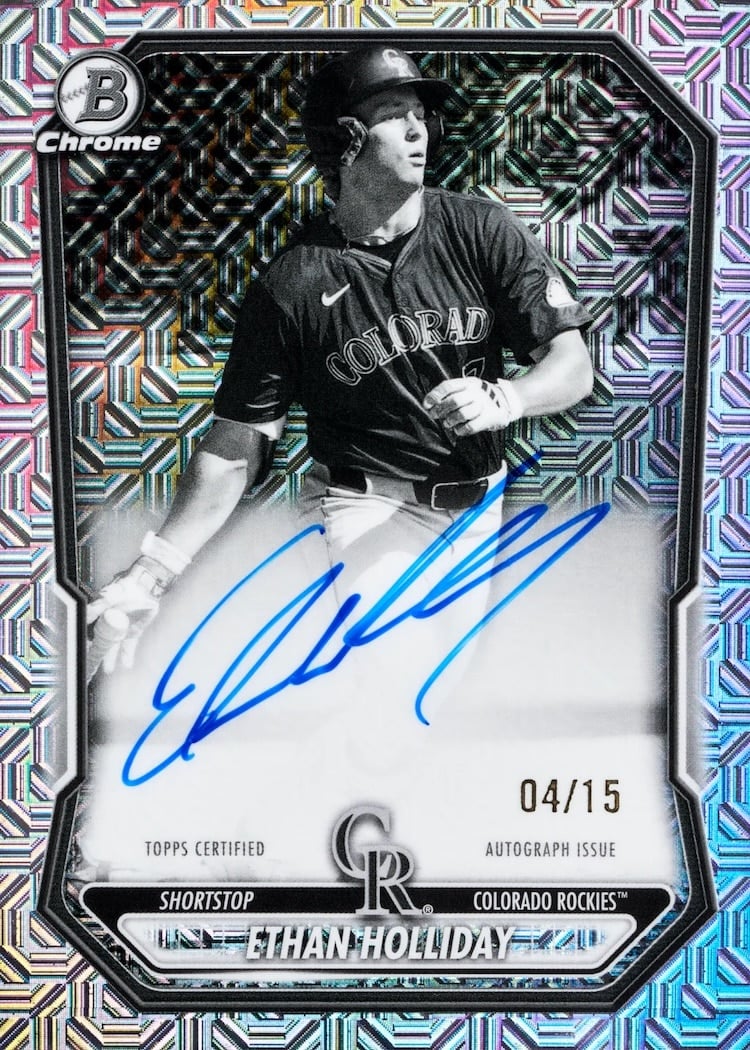 2026 Bowman Mega Box Baseball Chrome Bowman Prospect Mega Autographs Black White Mojo Ethan Holliday