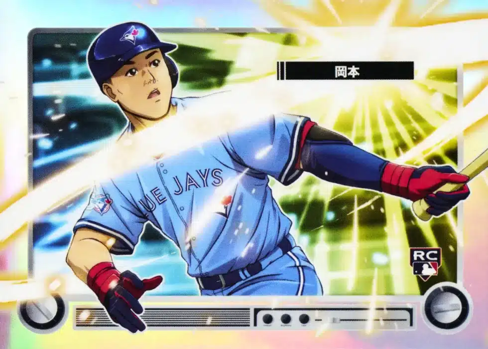 The Best Cards to Look For in 2026 Bowman Baseball 21 2026 Bowman Baseball Kazuma Okamoto Anime Kanji Variation Refractor Toronto Blue Jays RC manga art