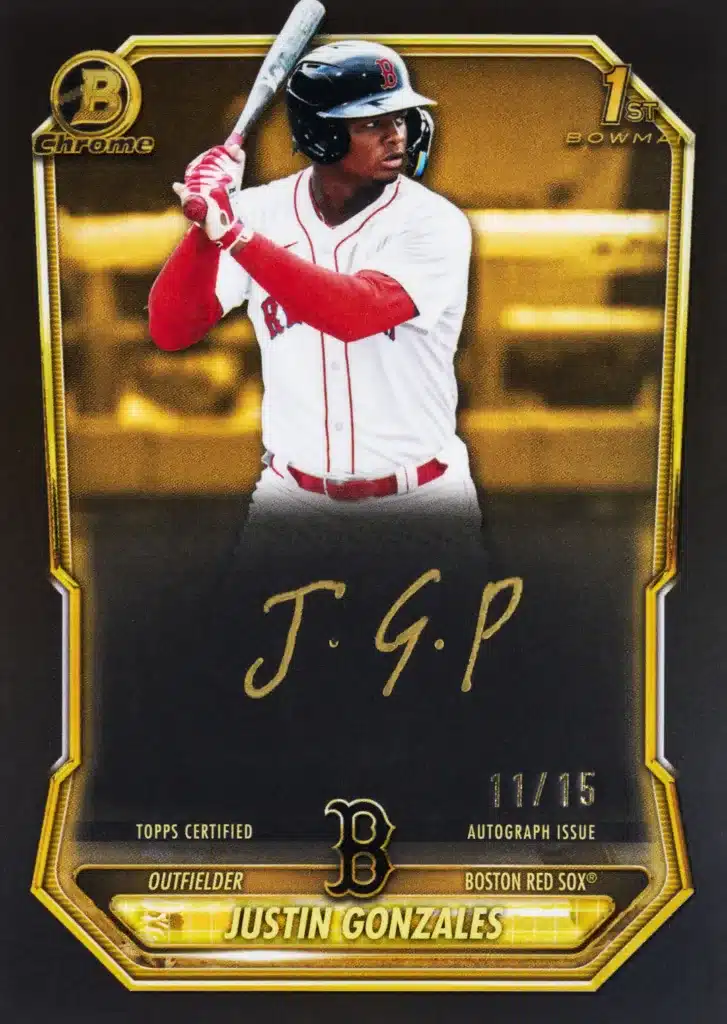 The Best Cards to Look For in 2026 Bowman Baseball 26 Justin Gonzales Chrome Prospect Auto Gold Ink Variation 11/15