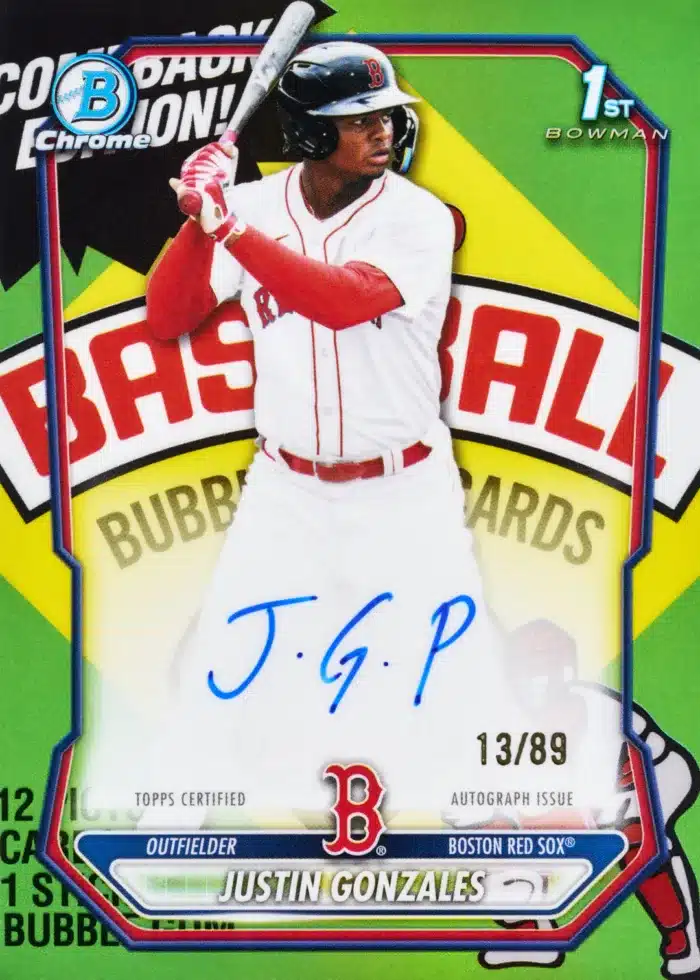 The Best Cards to Look For in 2026 Bowman Baseball 28 Justin Gonzales Packfractor Auto 13/89 Boston Red Sox
