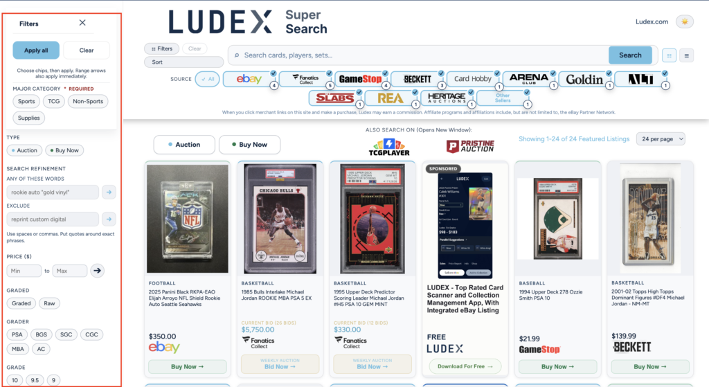 Ludex Super Search Filters Popout
