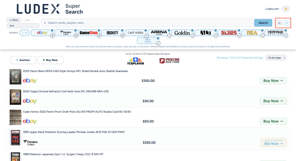 Ludex Super Search List View