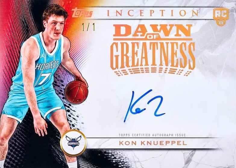 2025-26 Topps Inception Basketball: Checklist, Rookies, and Best Cards to Chase 10 2025-26 Topps Inception Basketball Dawn of Greatness Kon Knueppel RC 1/1