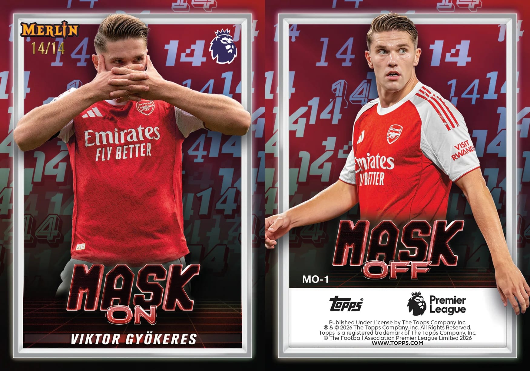 2026 Topps Merlin Premier League Mask On Mask Off Viktor Gyokeres