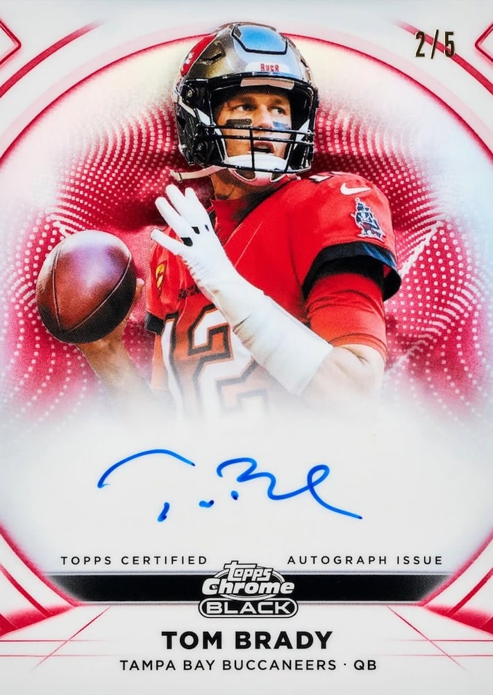 2025 Topps Chrome Black Football Autograph Red Refractor Tom Brady 2/5