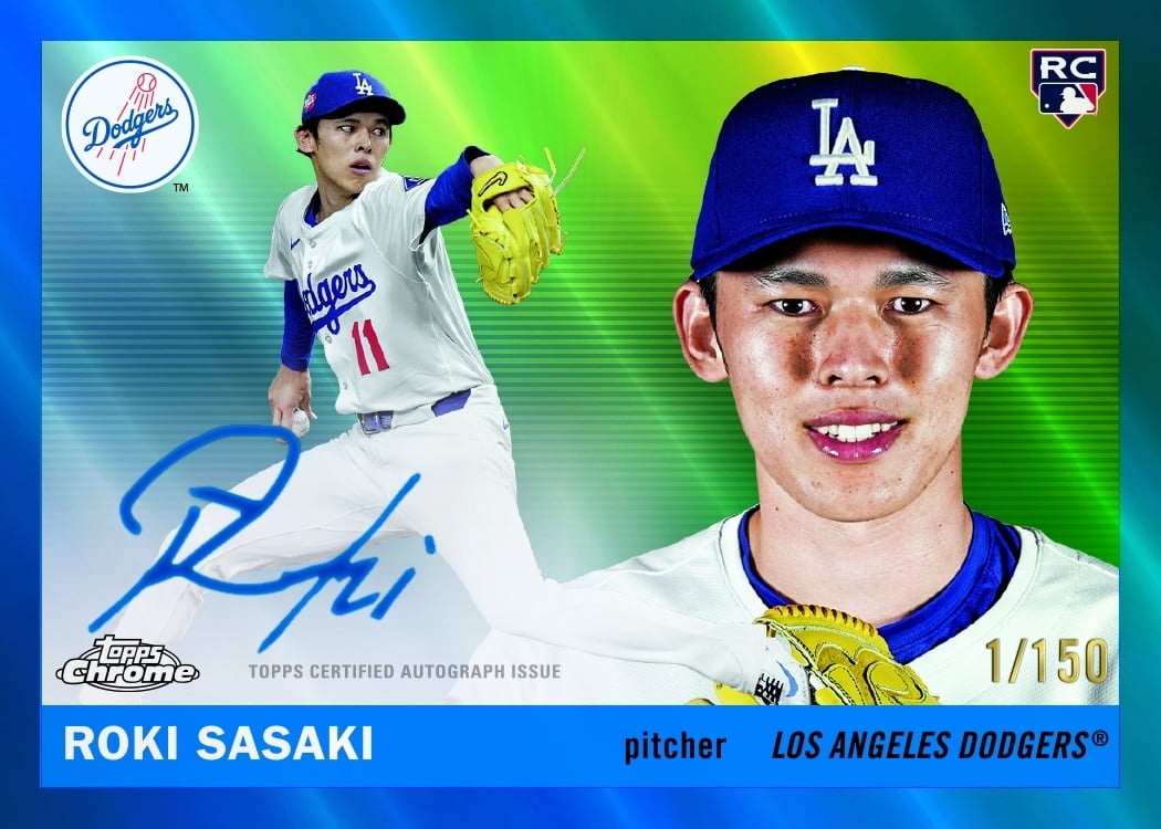 2025 Topps Chrome Platinum Baseball Autographs Blue Refractor Roki Sasaki RC