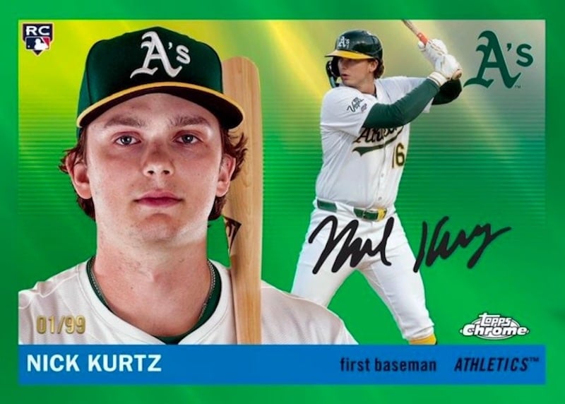 2025 Topps Chrome Platinum Baseball Base Green Refractor Nick Kurtz RC