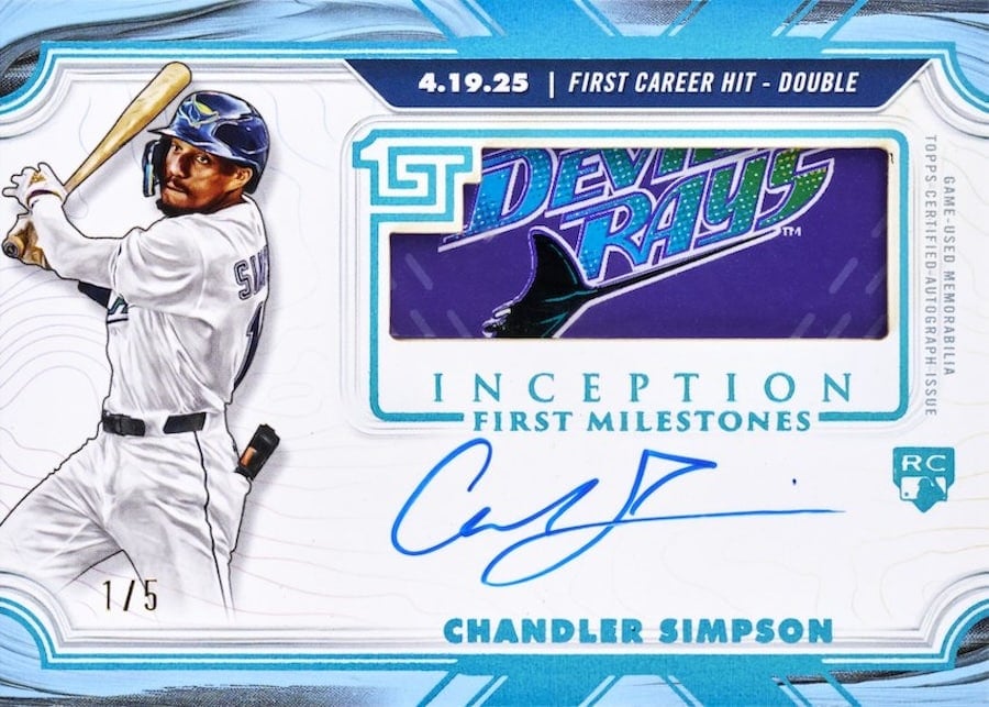 2025 Topps Inception Baseball First Milestones Autograph Patch Chandler Simpson RC 1/5