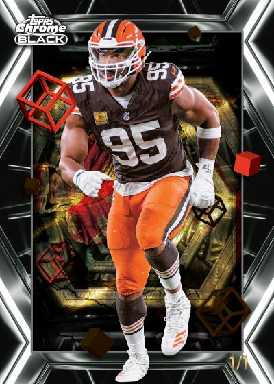 2025 Topps Chrome Black Football Depths of Darkness Insert Myles Garrett 1/1