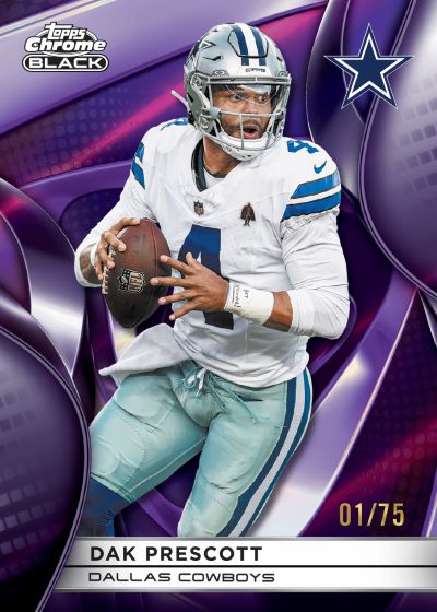 2025 Topps Chrome Black Football Purple Refractor Dak Prescott 01/75