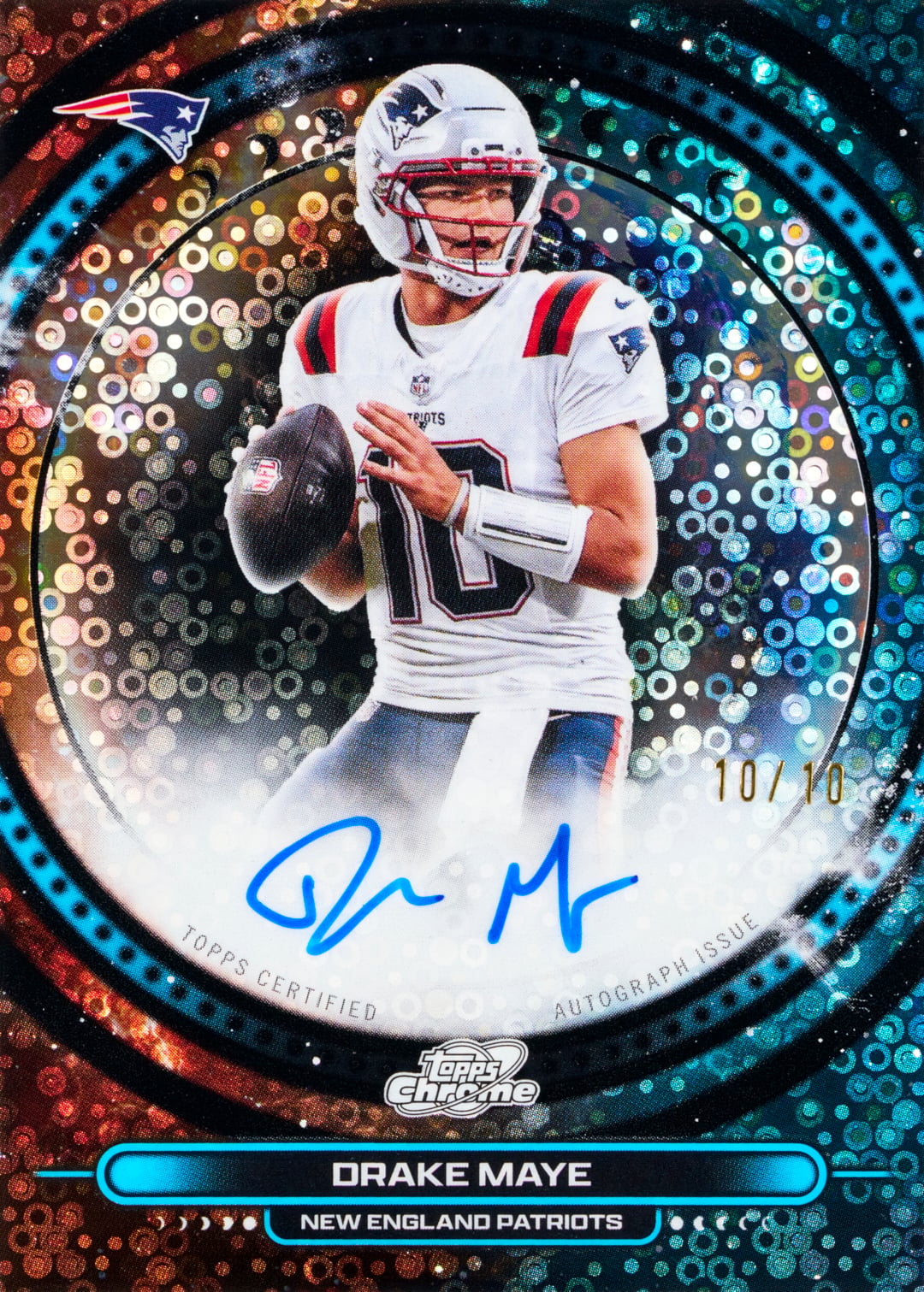 2025 Topps Cosmic Chrome Football Equinox Autograph Black Eclipse Refractor Drake Maye /10
