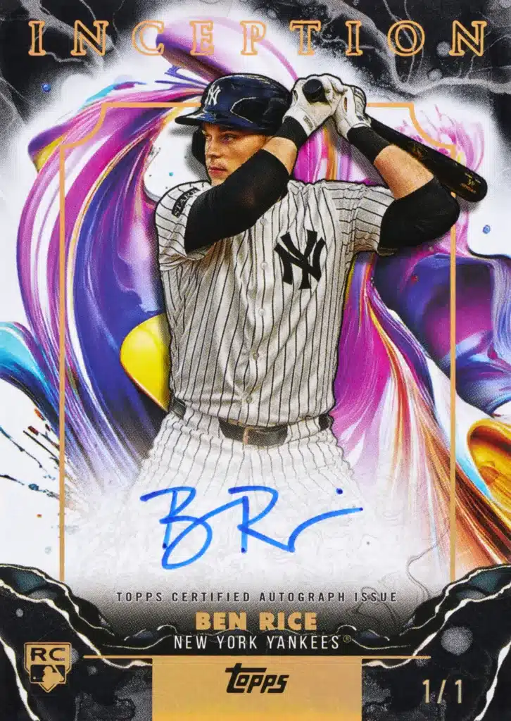 2025 Topps Inception Baseball: Checklist, Hits, and Set Breakdown 10 2025 Topps Inception Baseball Rookie Emerging Stars Autograph Inception 1/1 Ben Rice RC