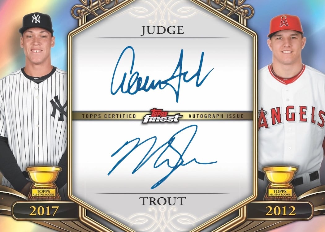 2026 Topps Finest Baseball Rookie Cup Dual Autographs Aaron Judge Mike Trout