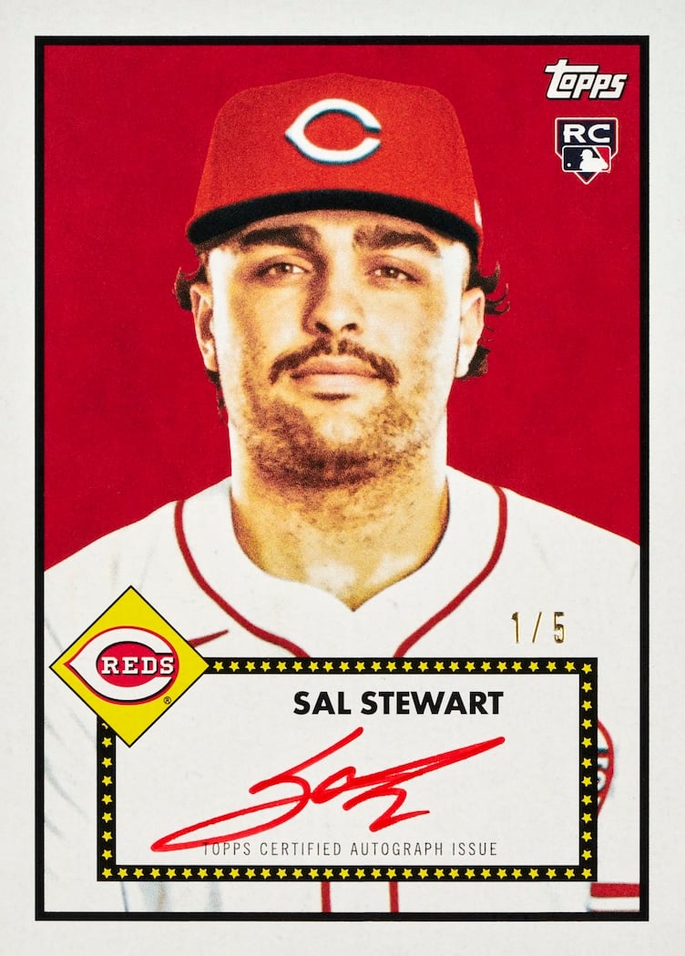2026 Topps Series 2 Baseball 1952 Autograph Variation Red Ink Sal Stewart Rookie Card Cincinnati Reds 1 of 5