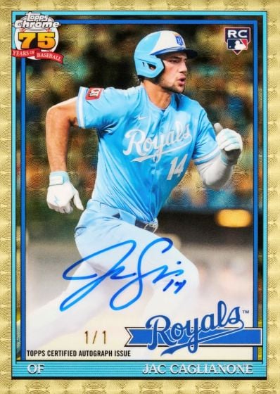 2026 Topps Chrome 1991 Topps Autograph Jac Caglianone Kansas City Royals RC 1/1