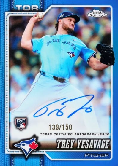 2026 Topps Chrome Base Autograph Blue Trey Yesavage Toronto Blue Jays RC 139/150