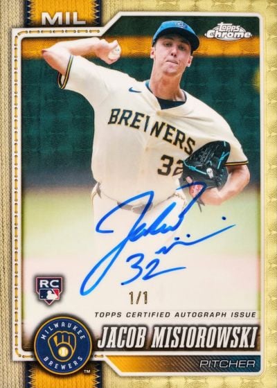 2026 Topps Chrome Base Autograph Superfractor Jacob Misiorowski Milwaukee Brewers RC 1/1
