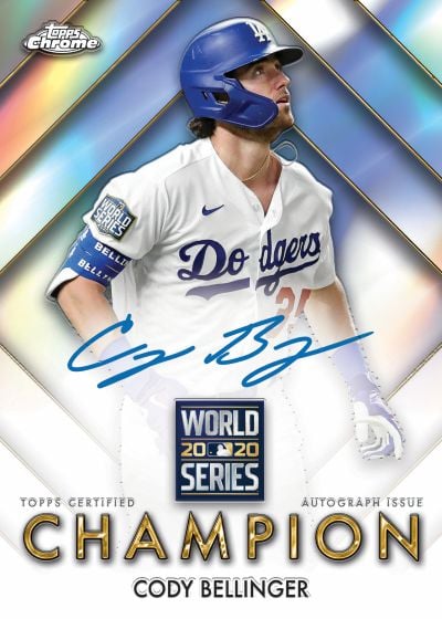2026 Topps Chrome Champion Autographs Cody Bellinger Los Angeles Dodgers World Series 2020