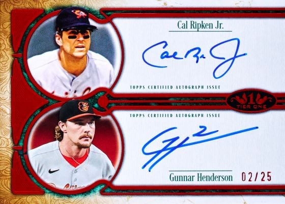 2026 Topps Tier One Cal Ripken Jr Gunnar Henderson Dual Autograph 02/25