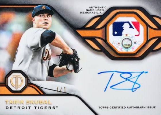 2026 Topps Tribute Baseball: Checklist, Release Date, and What to Expect 13 2026 Topps Tribute Auto Relic MLB Logo Tarik Skubal