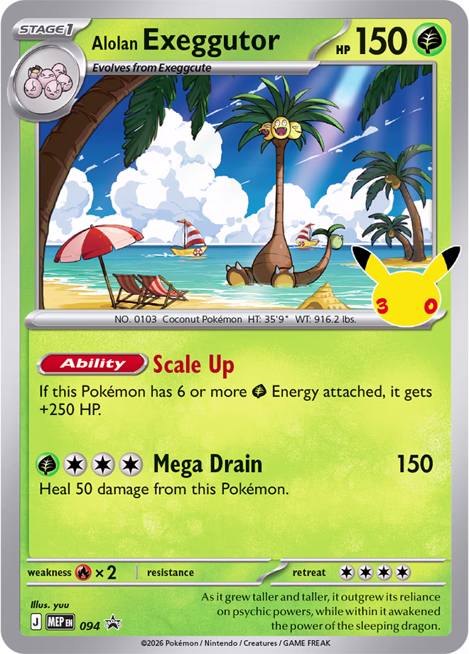2026 Pokemon TCG 30th Celebration Alolan Exeggutor promo card