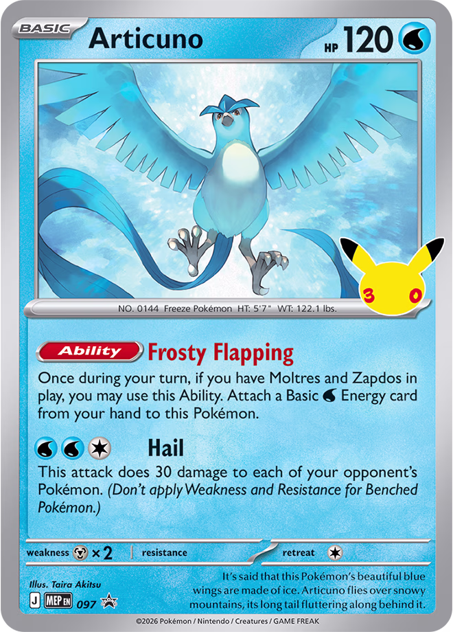 2026 Pokemon TCG 30th Celebration Articuno promo card