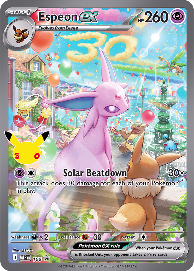 2026 Pokemon TCG 30th Celebration Espeon ex promo card