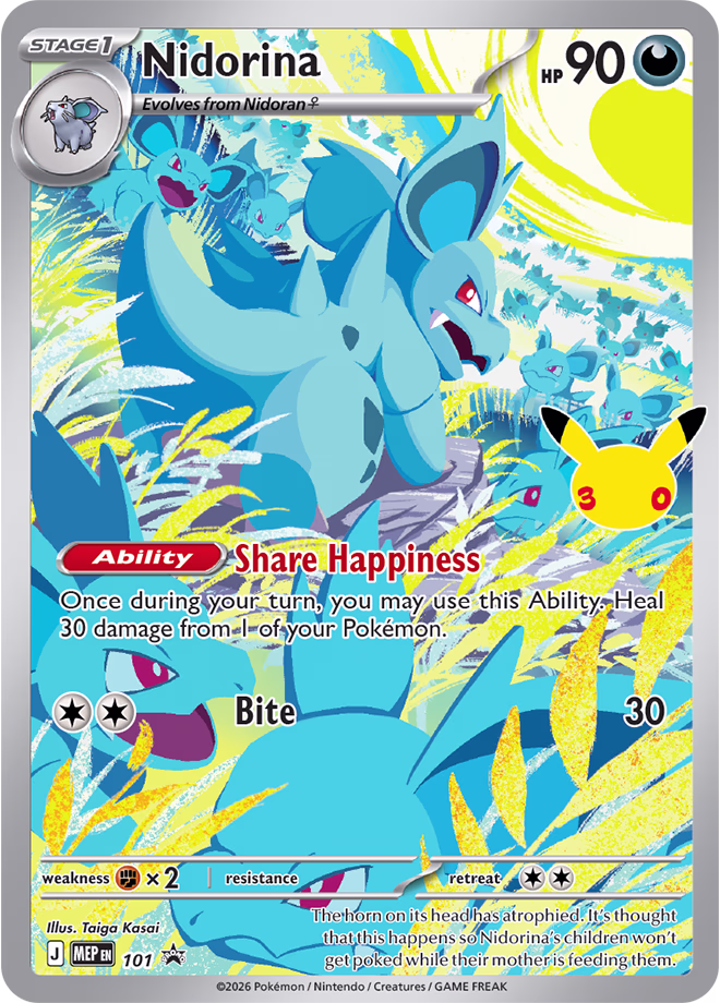 2026 Pokemon TCG 30th Celebration Nidorina promo card