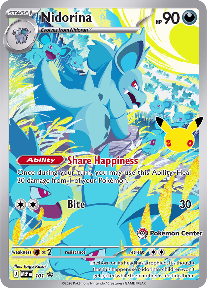2026 Pokemon TCG 30th Celebration Pokemon Center Nidorina promo card